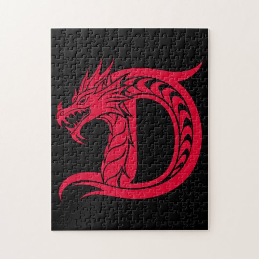 Drache gestalteter Buchstabe D, Drachenalphabet, M Puzzle (Vertikal)