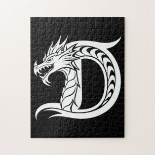 Drache gestalteter Buchstabe D, Drachenalphabet, M Puzzle