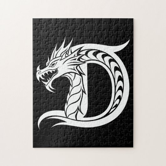 Drache gestalteter Buchstabe D, Drachenalphabet, M Puzzle (Vertikal)