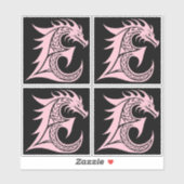 Drache gestalteter Buchstabe E, Drachenalphabet, M Aufkleber (Blatt)