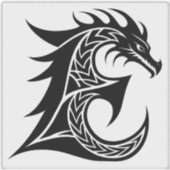 Drache gestalteter Buchstabe E, Drachenalphabet, M Aufkleber (Vorderseite)