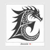 Drache gestalteter Buchstabe E, Drachenalphabet, M Aufkleber (Blatt)
