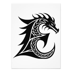 Drache gestalteter Buchstabe E, Drachenalphabet, M Fotodruck