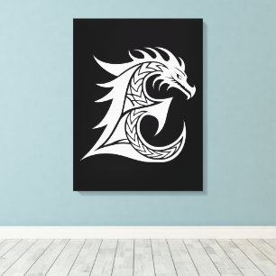 Drache gestalteter Buchstabe E, Drachenalphabet, M Leinwanddruck