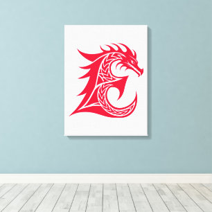 Drache gestalteter Buchstabe E, Drachenalphabet, M Leinwanddruck