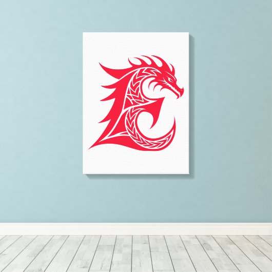 Drache gestalteter Buchstabe E, Drachenalphabet, M Leinwanddruck (Insitu (Holzboden))
