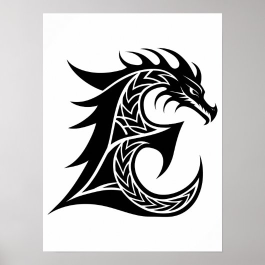 Drache gestalteter Buchstabe E, Drachenalphabet, M Poster (Vorne)