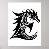 Drache gestalteter Buchstabe E, Drachenalphabet, M Poster (Vorne)