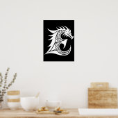 Drache gestalteter Buchstabe E, Drachenalphabet, M Poster (Küche)