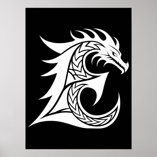 Drache gestalteter Buchstabe E, Drachenalphabet, M Poster (Vorne)