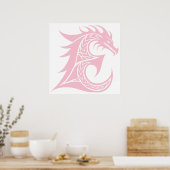 Drache gestalteter Buchstabe E, Drachenalphabet, M Poster (Küche)