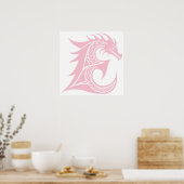Drache gestalteter Buchstabe E, Drachenalphabet, M Poster (Küche)
