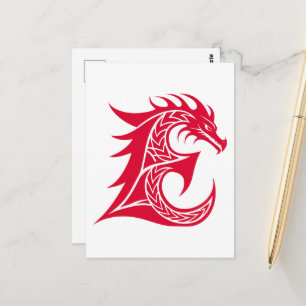 Drache gestalteter Buchstabe E, Drachenalphabet, M Postkarte