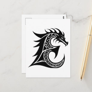 Drache gestalteter Buchstabe E, Drachenalphabet, M Postkarte