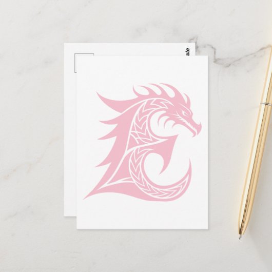 Drache gestalteter Buchstabe E, Drachenalphabet, M Postkarte (Vorderseite/Rückseite Beispiel)