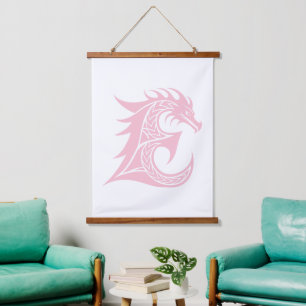 Drache gestalteter Buchstabe E, Drachenalphabet, M Wandteppich Mit Holzrahmen