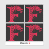 Drache gestalteter Buchstabe F, Drachenalphabet, M Aufkleber (Blatt)