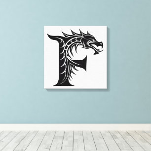 Drache gestalteter Buchstabe F, Drachenalphabet, M Leinwanddruck
