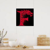 Drache gestalteter Buchstabe F, Drachenalphabet, M Poster (Küche)