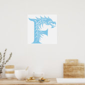 Drache gestalteter Buchstabe F, Drachenalphabet, M Poster (Küche)