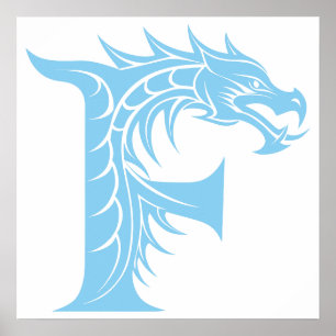 Drache gestalteter Buchstabe F, Drachenalphabet, M Poster