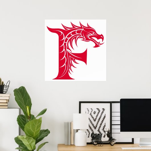 Drache gestalteter Buchstabe F, Drachenalphabet, M Poster (Heimbüro)