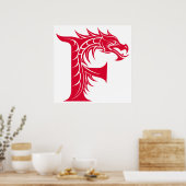 Drache gestalteter Buchstabe F, Drachenalphabet, M Poster (Küche)