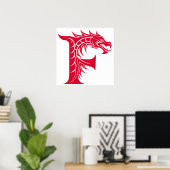 Drache gestalteter Buchstabe F, Drachenalphabet, M Poster (Heimbüro)