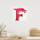Drache gestalteter Buchstabe F, Drachenalphabet, M Poster (Küche)