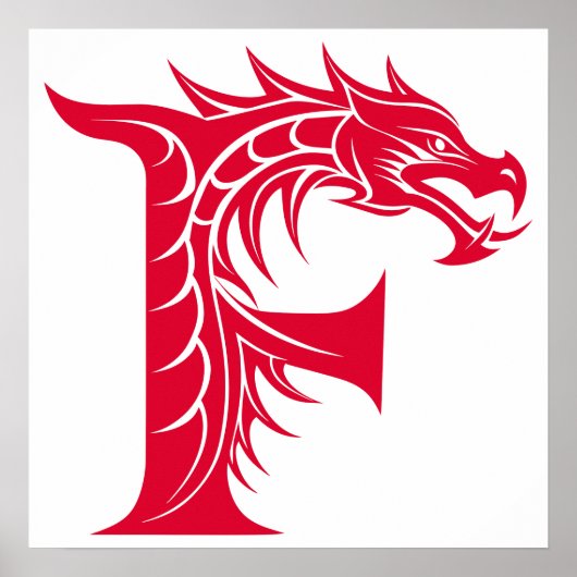 Drache gestalteter Buchstabe F, Drachenalphabet, M Poster (Vorne)