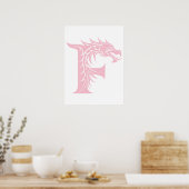 Drache gestalteter Buchstabe F, Drachenalphabet, M Poster (Küche)