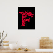 Drache gestalteter Buchstabe F, Drachenalphabet, M Poster (Küche)