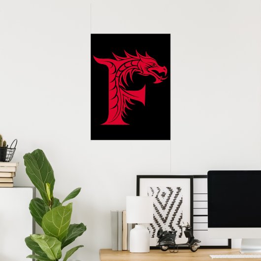 Drache gestalteter Buchstabe F, Drachenalphabet, M Poster (Heimbüro)
