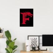 Drache gestalteter Buchstabe F, Drachenalphabet, M Poster (Heimbüro)