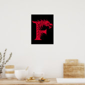 Drache gestalteter Buchstabe F, Drachenalphabet, M Poster (Küche)