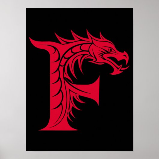 Drache gestalteter Buchstabe F, Drachenalphabet, M Poster (Vorne)