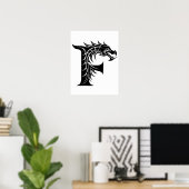 Drache gestalteter Buchstabe F, Drachenalphabet, M Poster (Heimbüro)