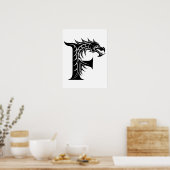 Drache gestalteter Buchstabe F, Drachenalphabet, M Poster (Küche)