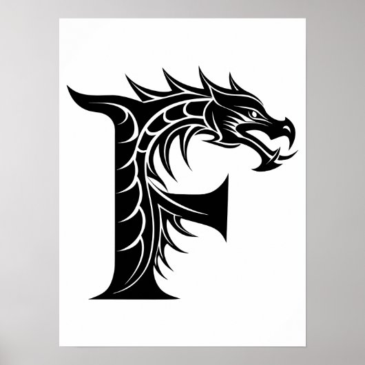 Drache gestalteter Buchstabe F, Drachenalphabet, M Poster (Vorne)