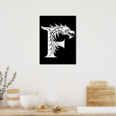 Drache gestalteter Buchstabe F, Drachenalphabet, M Poster (Küche)