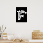 Drache gestalteter Buchstabe F, Drachenalphabet, M Poster (Küche)