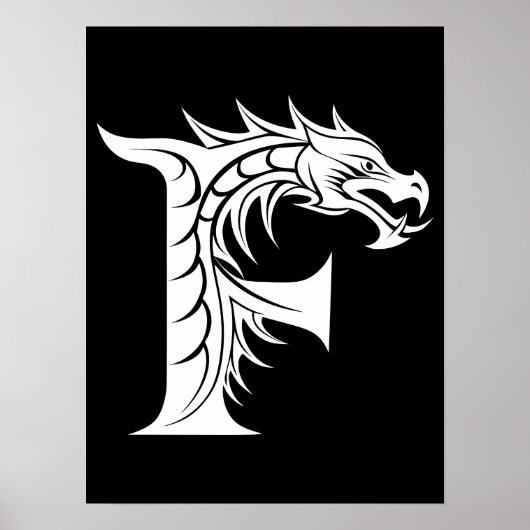 Drache gestalteter Buchstabe F, Drachenalphabet, M Poster (Vorne)