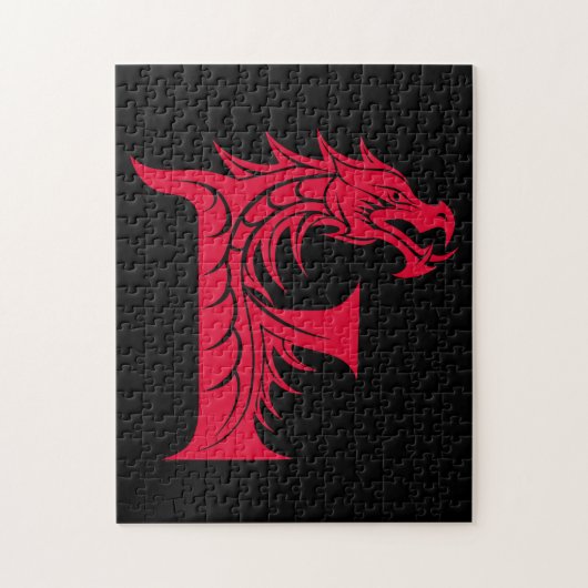 Drache gestalteter Buchstabe F, Drachenalphabet, M Puzzle (Vertikal)