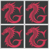 Drache gestalteter Buchstabe G, Drachenalphabet, M Aufkleber (Vorderseite)