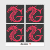 Drache gestalteter Buchstabe G, Drachenalphabet, M Aufkleber (Blatt)
