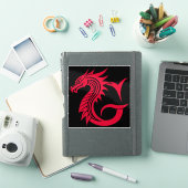 Drache gestalteter Buchstabe G, Drachenalphabet, M Aufkleber (iPad Hülle)