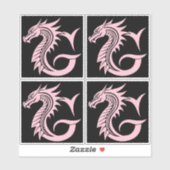 Drache gestalteter Buchstabe G, Drachenalphabet, M Aufkleber (Blatt)