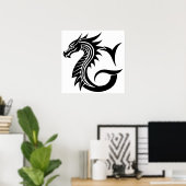 Drache gestalteter Buchstabe G, Drachenalphabet, M Poster (Heimbüro)