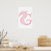 Drache gestalteter Buchstabe G, Drachenalphabet, M Poster (Küche)