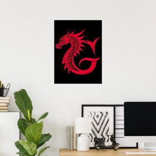 Drache gestalteter Buchstabe G, Drachenalphabet, M Poster